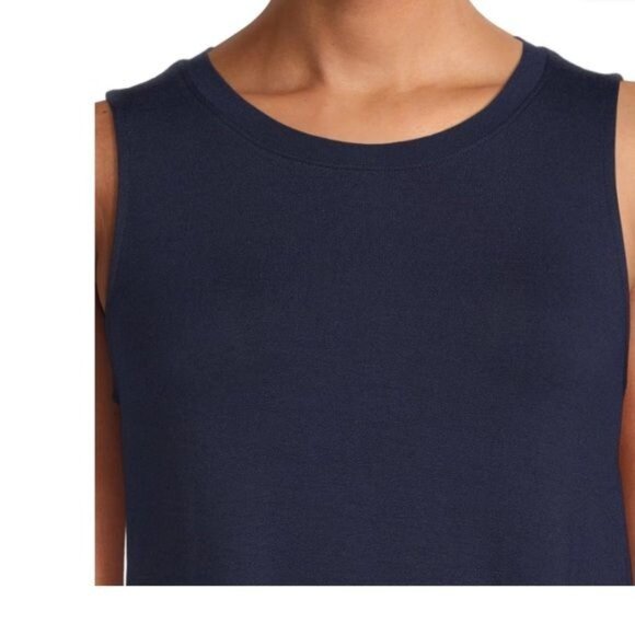 Time And Tru Womens Sleeveless Navy Swing Dress XXL 100% Cotton - Picture 2 of 6